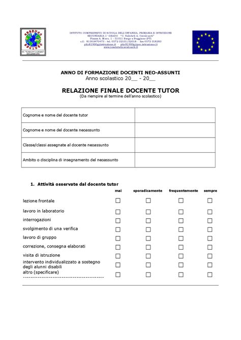 Relazione finale tutor scuola dell’infanzia: guida .